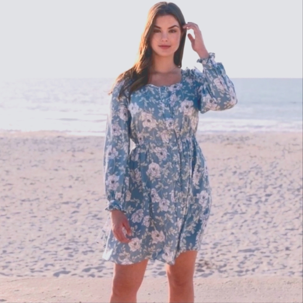 Gal Meets Glam Madeline Floral Long Sleeve Mini Dress